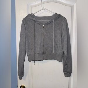 SHEIN Heather Gray Zip-Up Hoodie